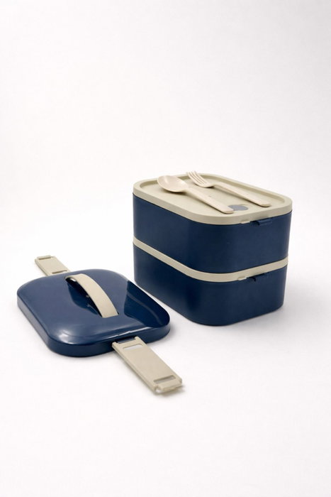 Hermia Caja de Almuerzo de Acero Inoxidable Azul Marino 1300 ml
